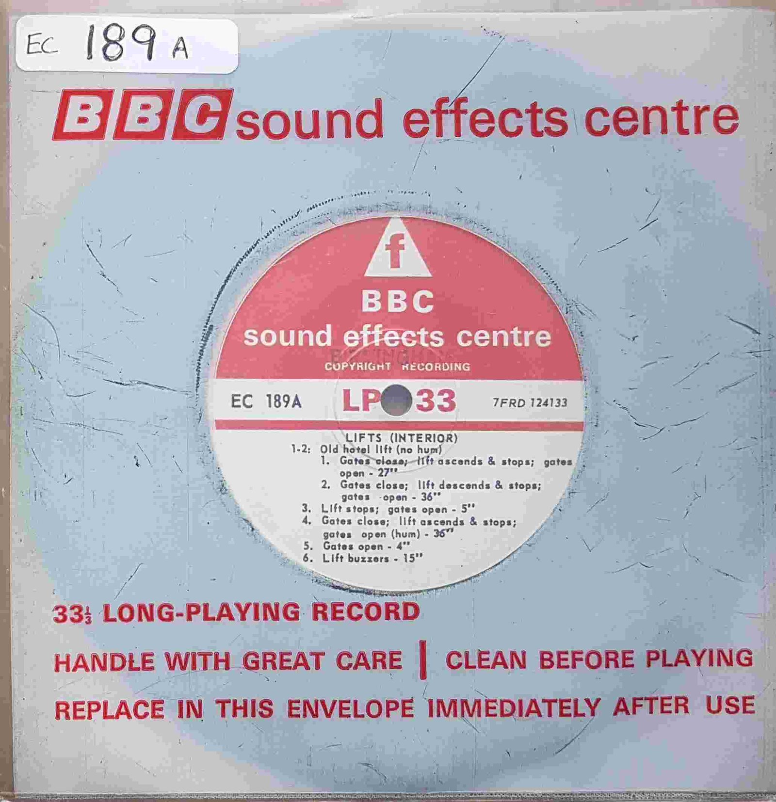 Picture of EC 189A Lifts (Interior) / Heavy goods lift (Interior) by artist Not registered from the BBC records and Tapes library